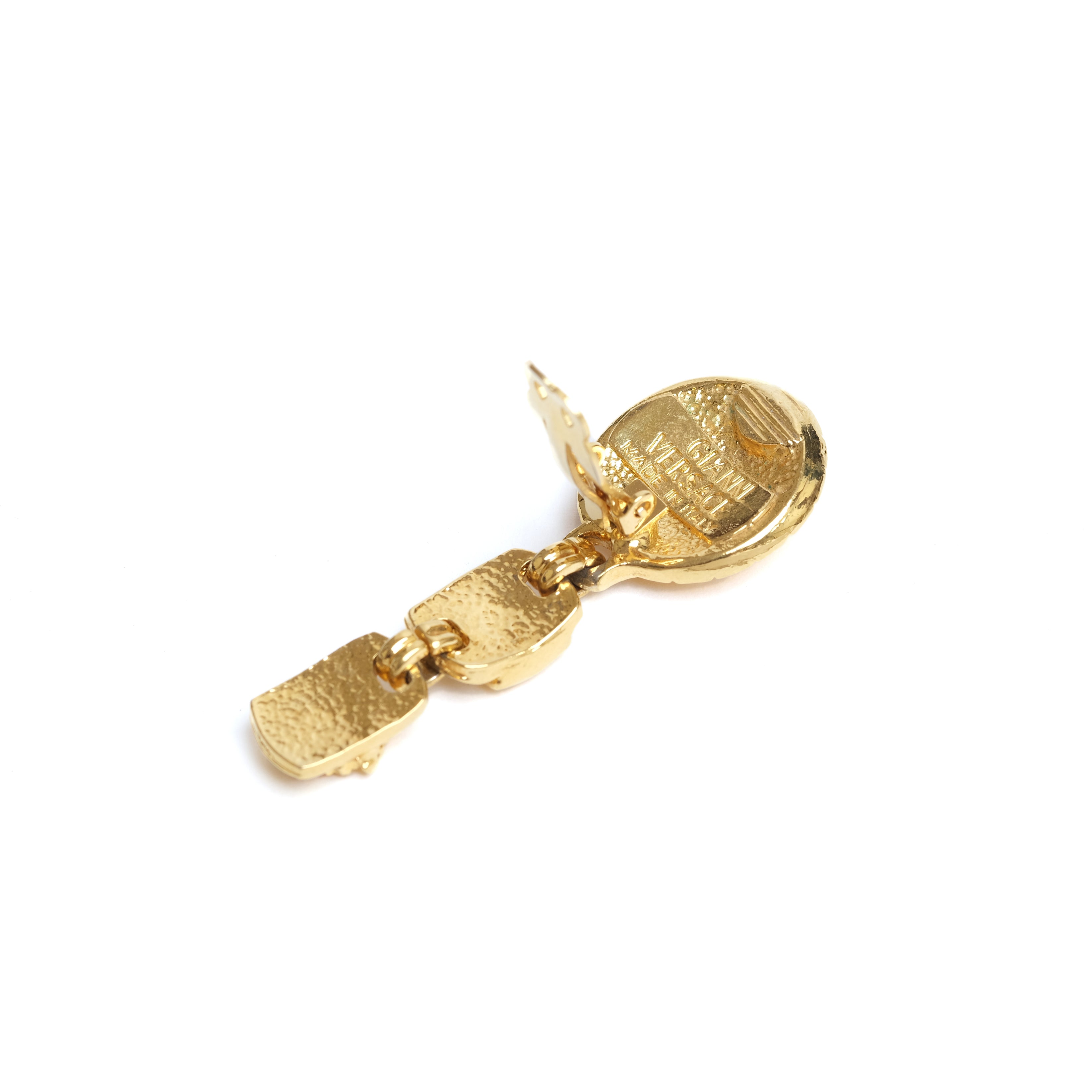 VINTAGE GIANNI VERSACE THREE-STRANDED MEDUSA DROP EARRINGS - beg borrow steal studio