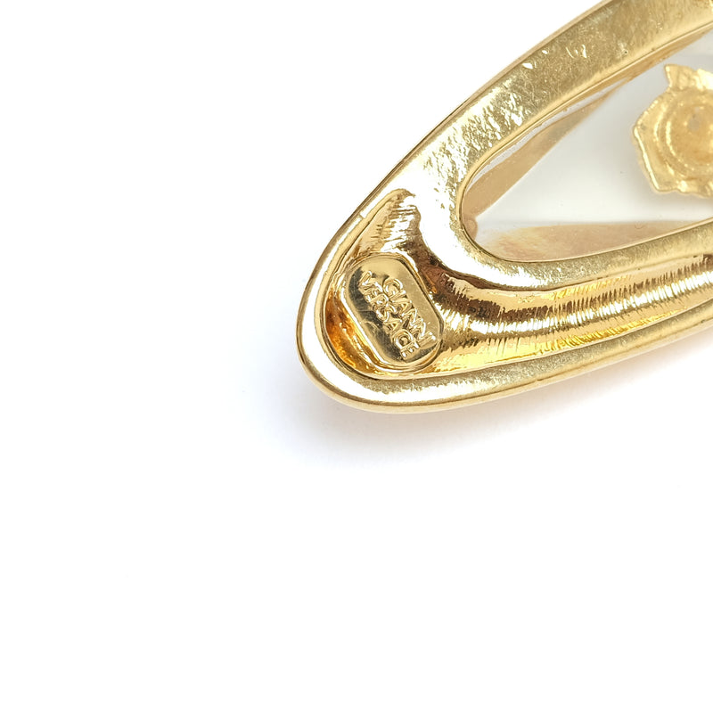 VINTAGE GIANNI VERSACE LUCITE OVAL DROP DANGLE EARRINGS - beg borrow steal studio