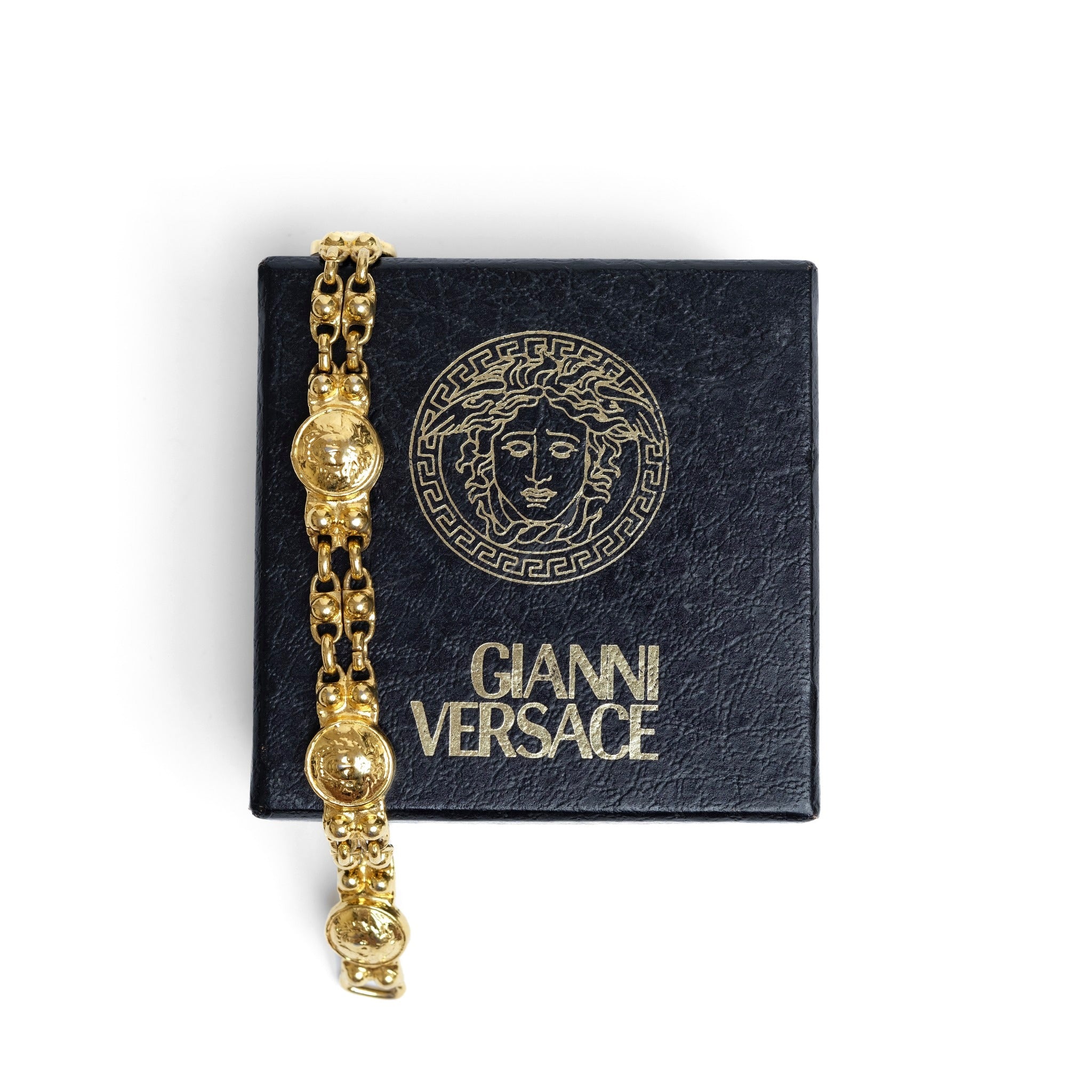 Vintage Gianni Versace Greek Key  Open Link Bracelet - beg borrow steal studio