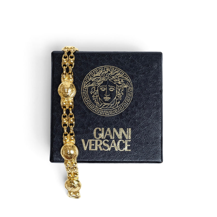 Vintage Gianni Versace Greek Key  Open Link Bracelet