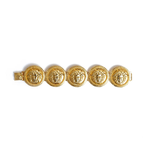 Vintage Gianni Versace Gold Medusa Coin Bracelet