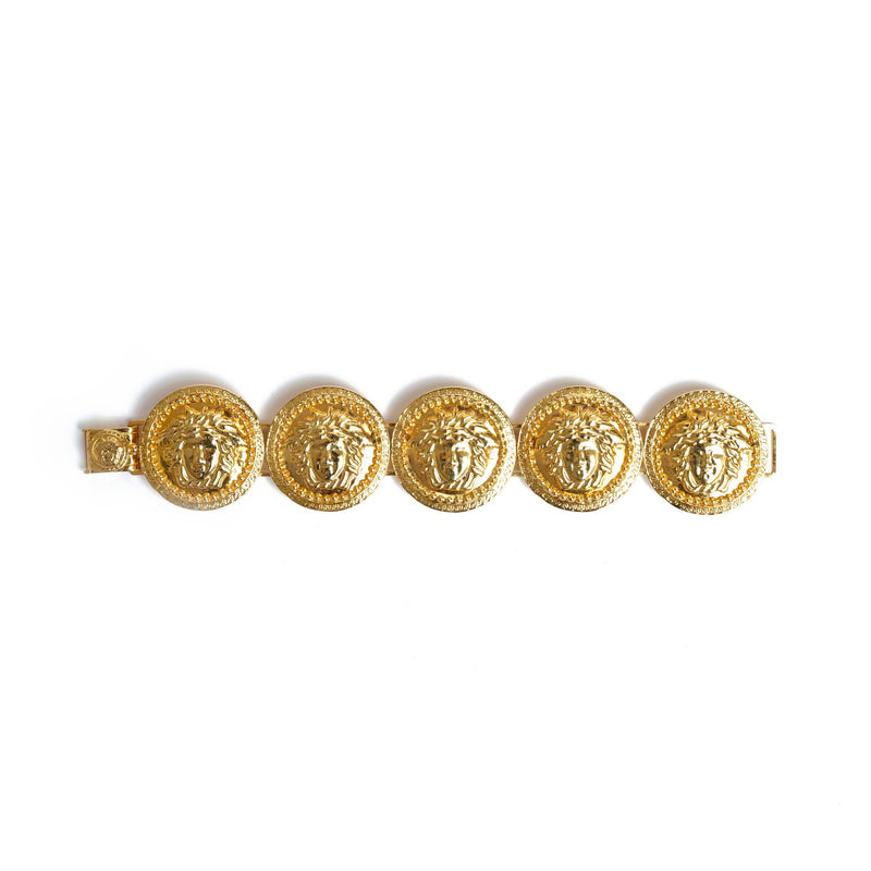 Vintage Gianni Versace Gold Medusa Coin Bracelet - beg borrow steal studio