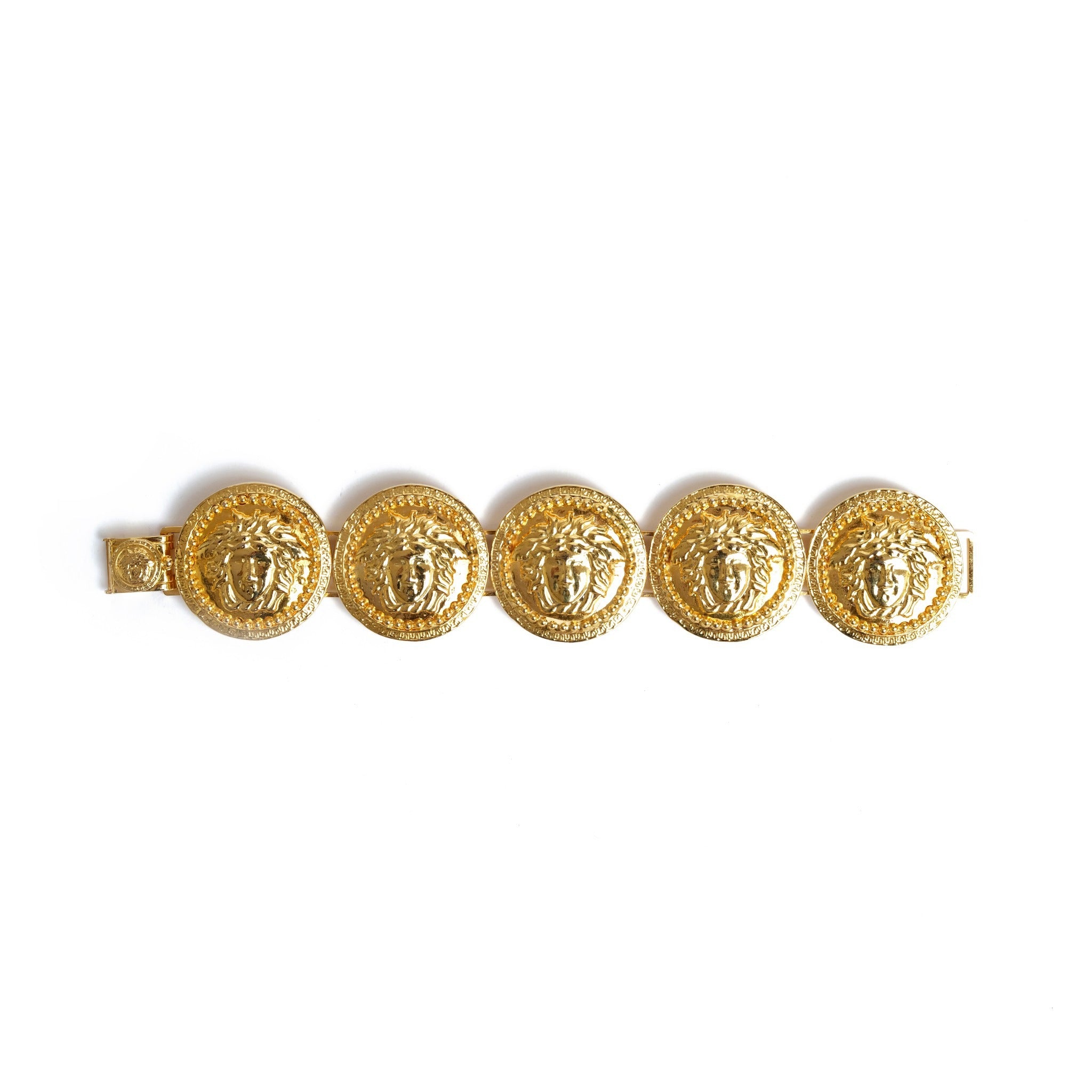 Vintage Gianni Versace Gold Medusa Coin Bracelet - beg borrow steal studio
