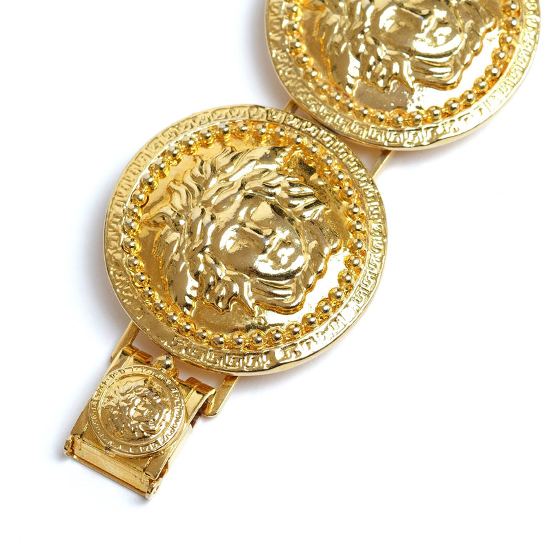 Vintage Gianni Versace Gold Medusa Coin Bracelet - beg borrow steal studio