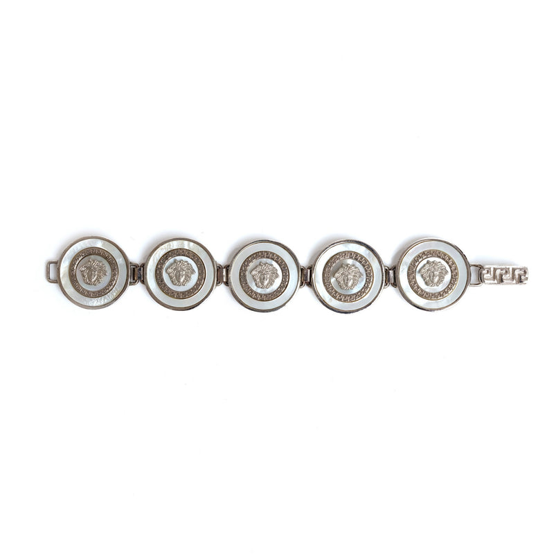 Vintage Gianni Versace Silver Tone Medusa Coin Bracelet - beg borrow steal studio