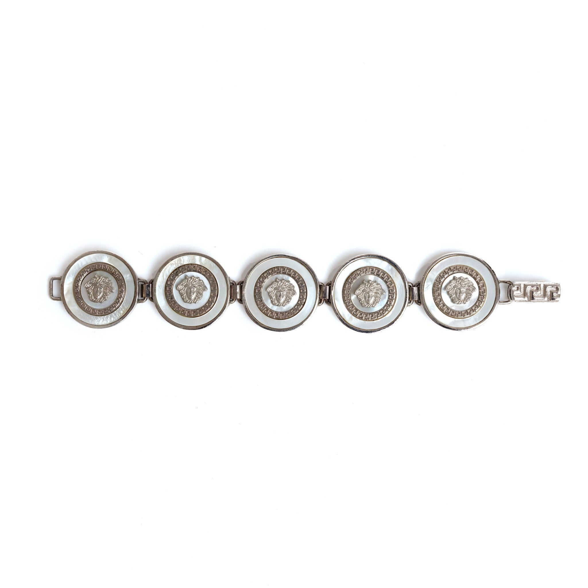 Vintage Gianni Versace Silver Tone Medusa Coin Bracelet - beg borrow steal studio