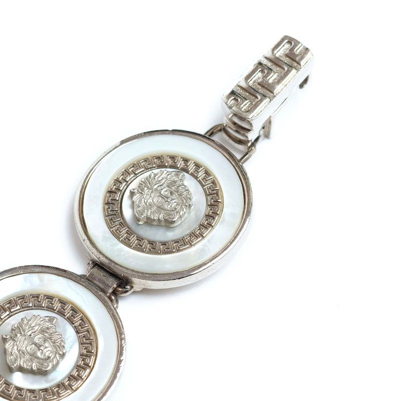 Vintage Gianni Versace Silver Tone Medusa Coin Bracelet - beg borrow steal studio