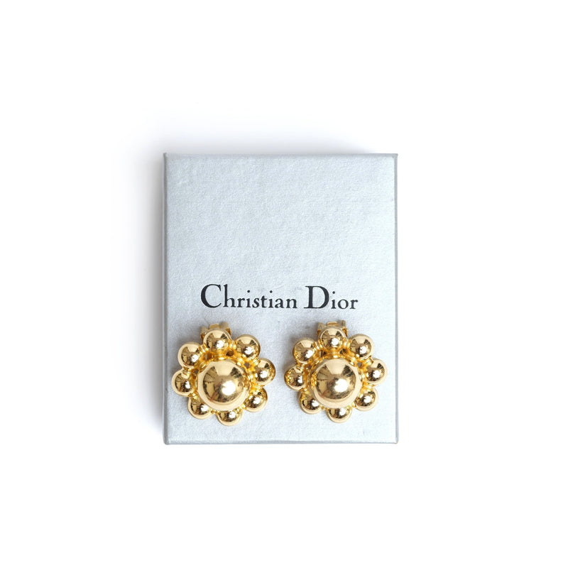 VINTAGE CHRISTIAN DIOR FLOWER EARRINGS - beg borrow steal studio