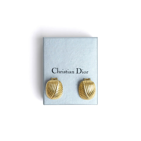 VINTAGE CHRISTIAN DIOR CROSS RIBBED EARRINGS