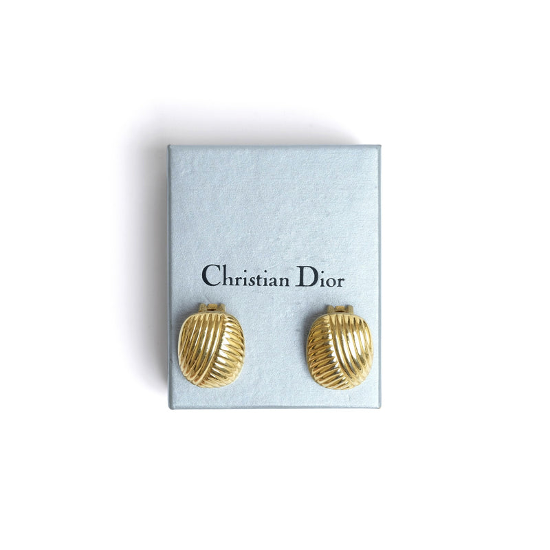 VINTAGE CHRISTIAN DIOR CROSS RIBBED EARRINGS - beg borrow steal studio