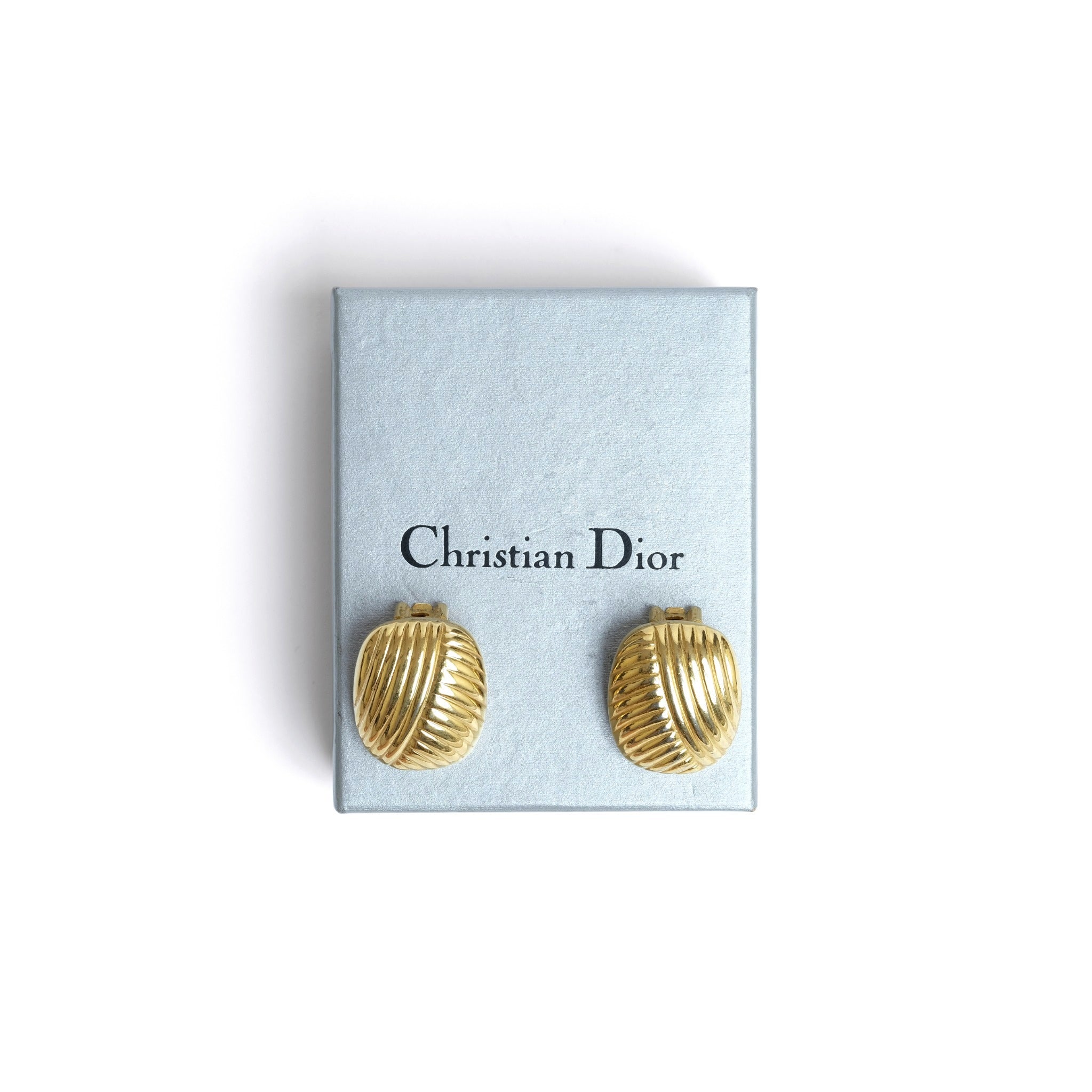 VINTAGE CHRISTIAN DIOR CROSS RIBBED EARRINGS - beg borrow steal studio