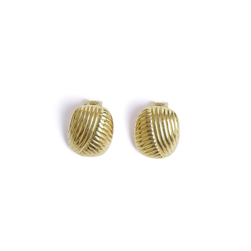VINTAGE CHRISTIAN DIOR CROSS RIBBED EARRINGS - beg borrow steal studio