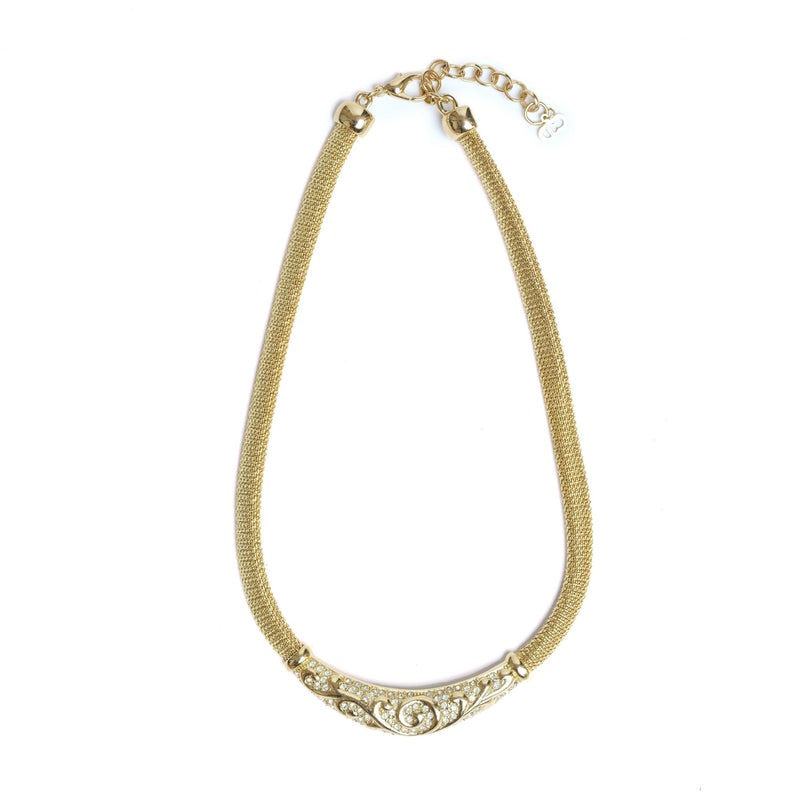 Vintage Christian Dior Choker Gold Tone With Crystal Rhinestone - Beg Borrow Steal Studio