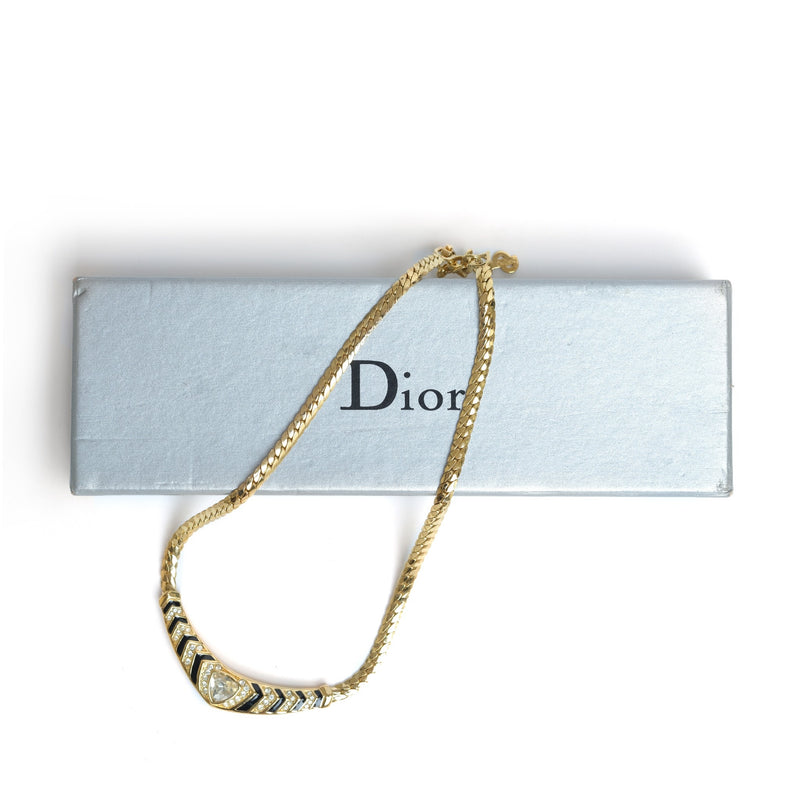 Vintage Christian Dior Rhinestone Chevron Collar Necklace - Beg Borrow Steal Studio