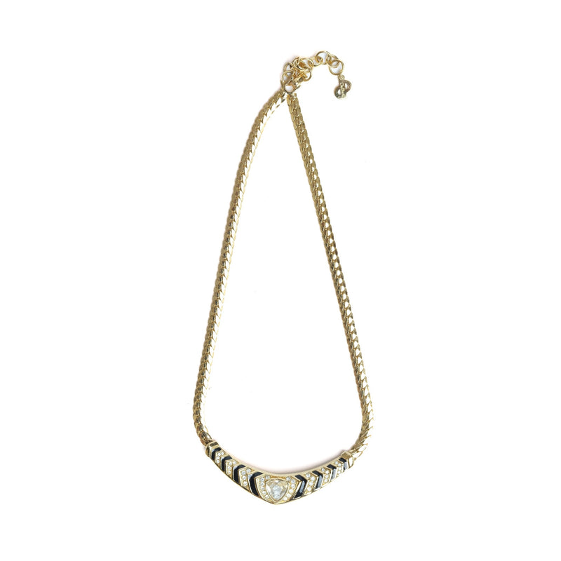 Vintage Christian Dior Rhinestone Chevron Collar Necklace - Beg Borrow Steal Studio