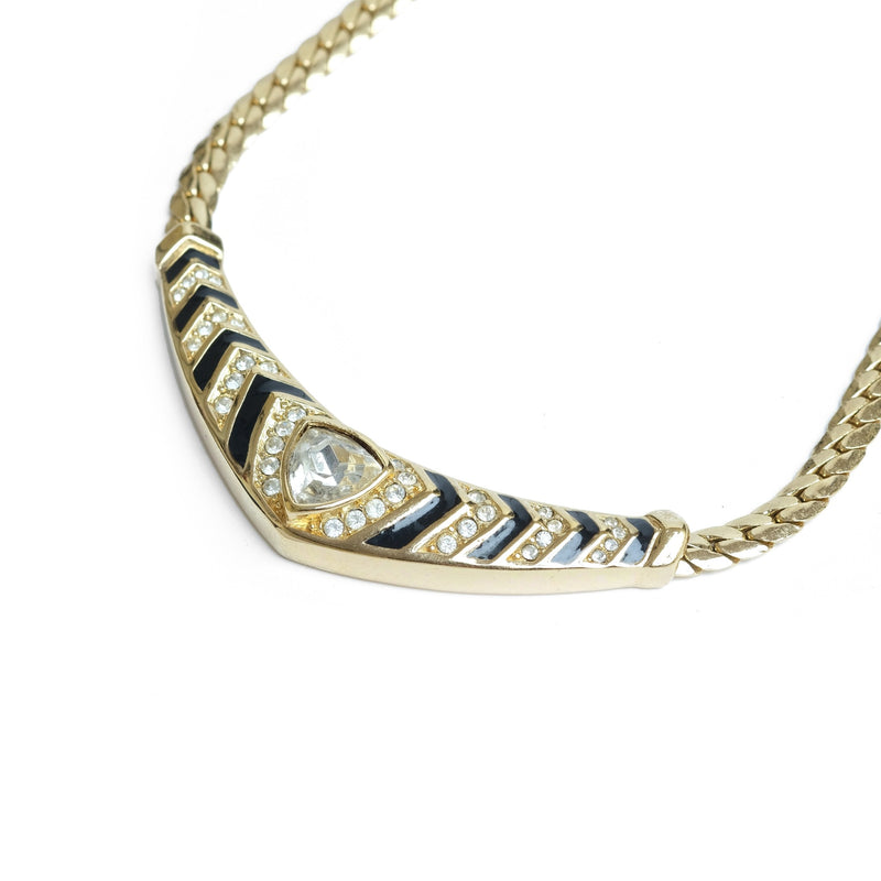 Vintage Christian Dior Rhinestone Chevron Collar Necklace - Beg Borrow Steal Studio