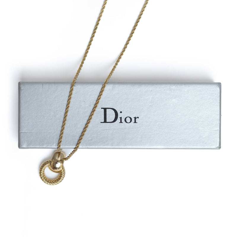 Vintage Christian Dior Interlocking Ring Logo Necklace - Beg Borrow Steal Studio