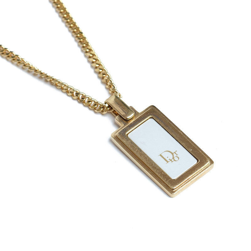 Vintage Christian Dior Rectangular Frame Pendant Necklace - Beg Borrow Steal Studio
