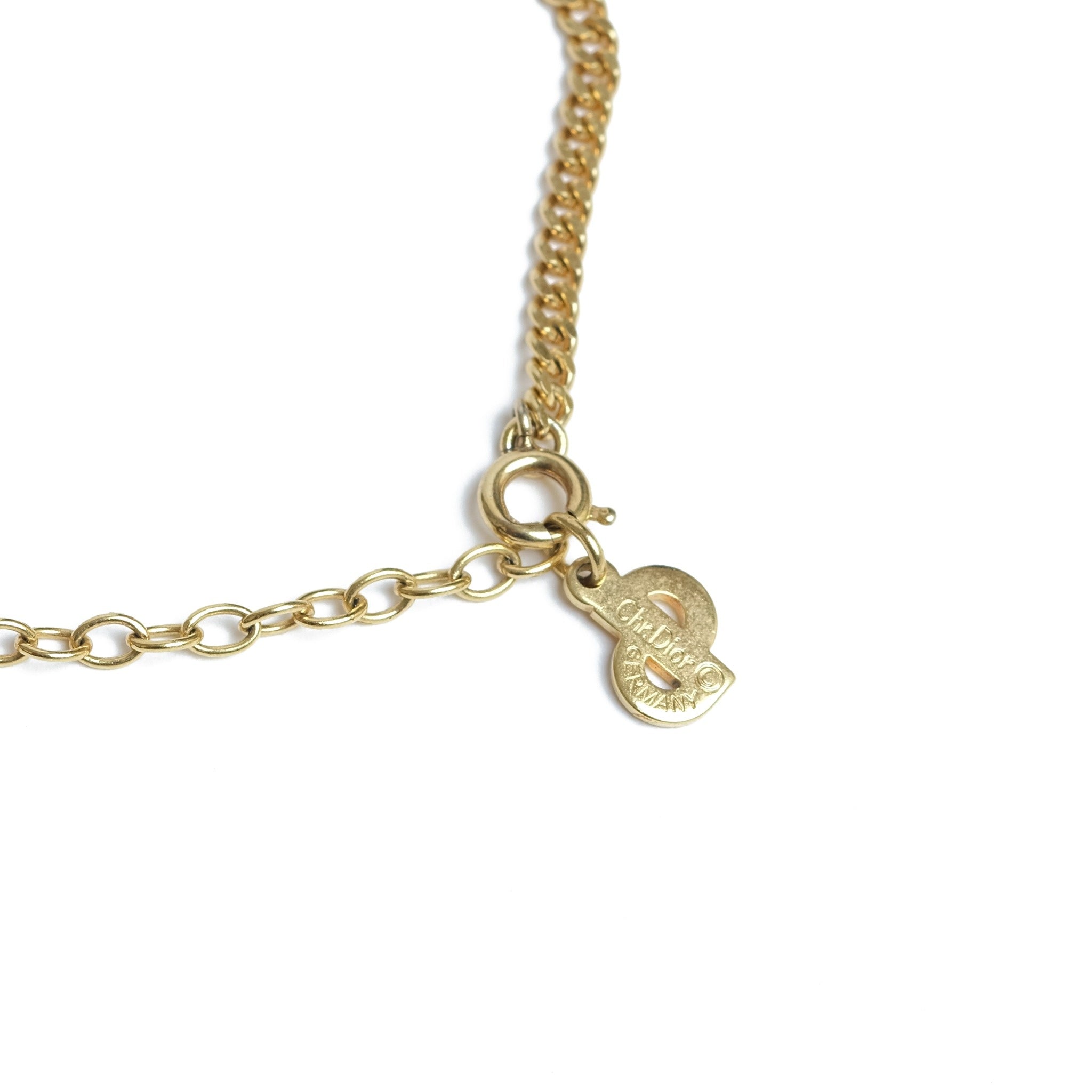 Vintage Christian Dior Rectangular Frame Pendant Necklace - Beg Borrow Steal Studio