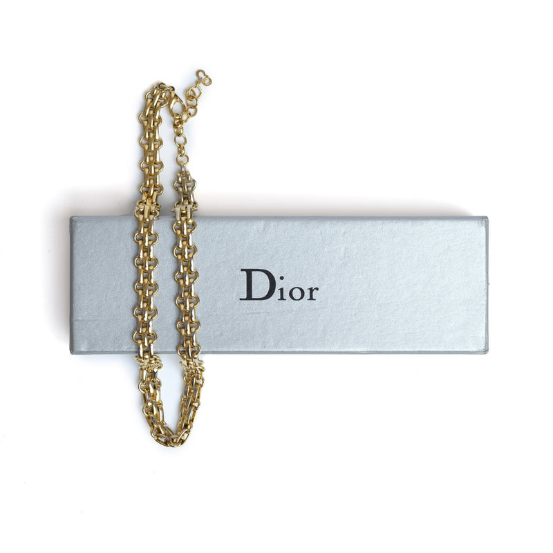 Vintage Christian Dior Chunky Textured Link Chain Necklace - Beg Borrow Steal Studio