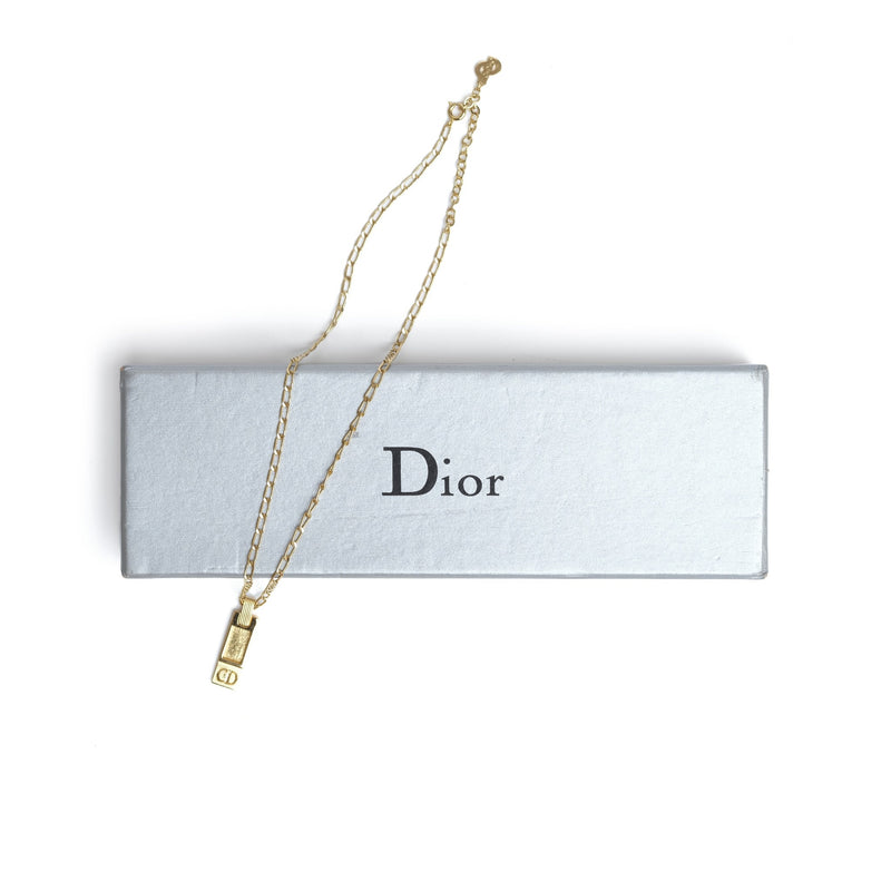 Vintage Christian Dior Plaque Pendent Necklace - Beg Borrow Steal Studio