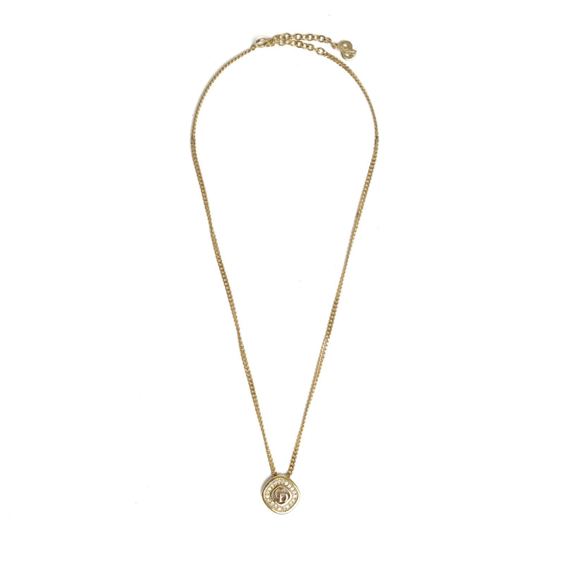 Vintage Christian Dior Monogram Round Coin Medallion Necklace - Beg Borrow Steal Studio