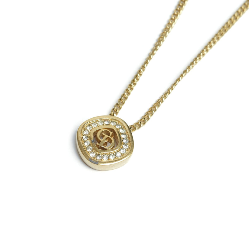 Vintage Christian Dior Monogram Round Coin Medallion Necklace - Beg Borrow Steal Studio