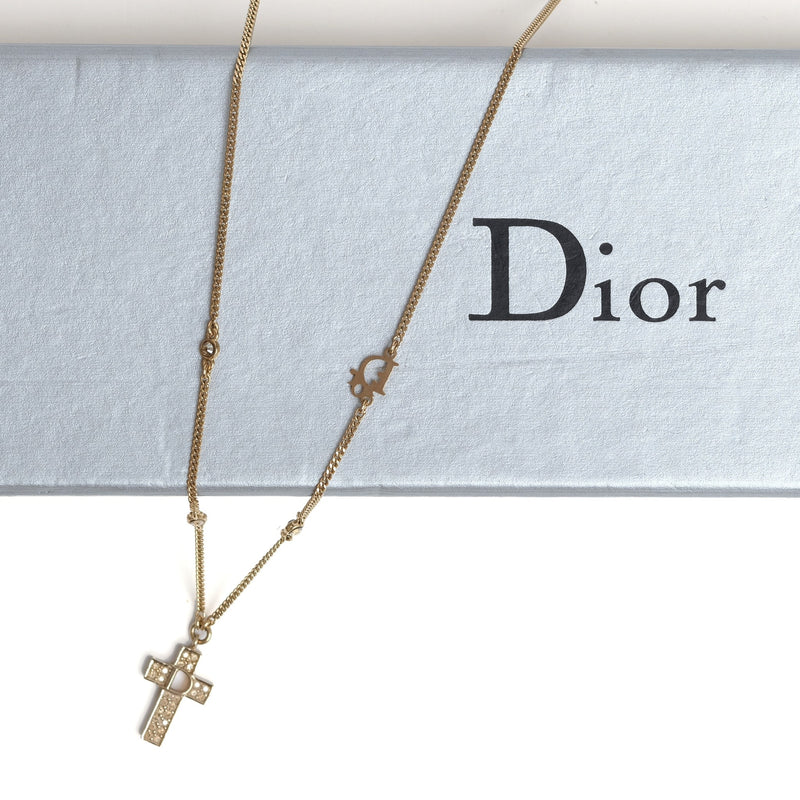 Vintage Christian Dior Minimalist Cross Pendant Necklace - Beg Borrow Steal Studio