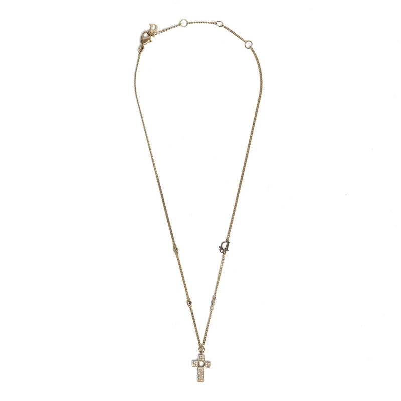 Vintage Christian Dior Minimalist Cross Pendant Necklace - Beg Borrow Steal Studio
