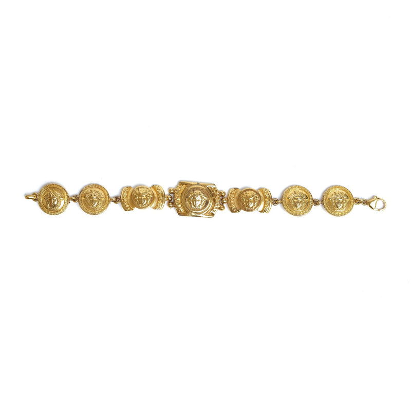 Vintage Gianni Versace Medusa Medallion Coin Bracelet - beg borrow steal studio