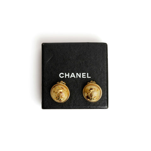 VINTAGE CHANEL FAUX TORTOISESHELL EARRINGS