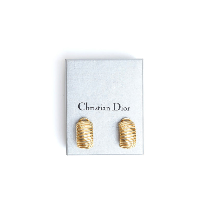 VINTAGE CHRISTIAN DIOR RIBBED TEXTURED EARRINGS - beg borrow steal studio