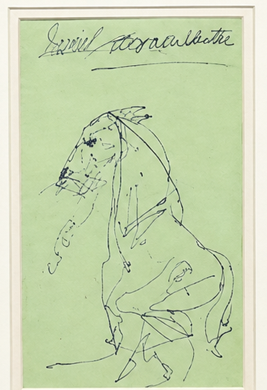 Sunil Das - Untitled Pen & Ink on Green Paper (2012) - Close-up Detail