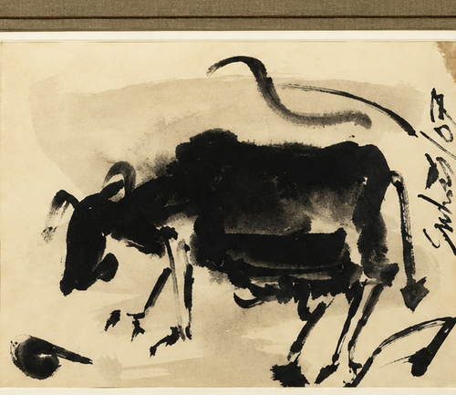 Sunil Das - Bull Study Pen & Wash Drawing (2007)