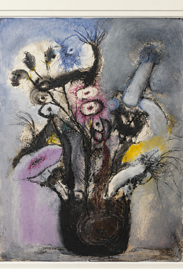 Manu Parekh - Expressionist Floral Still Life Print - Close-up Detail