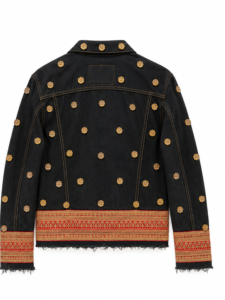Vintage Upcycled Sabyasachi Jacket - Back Studio View - BBS_DJK065