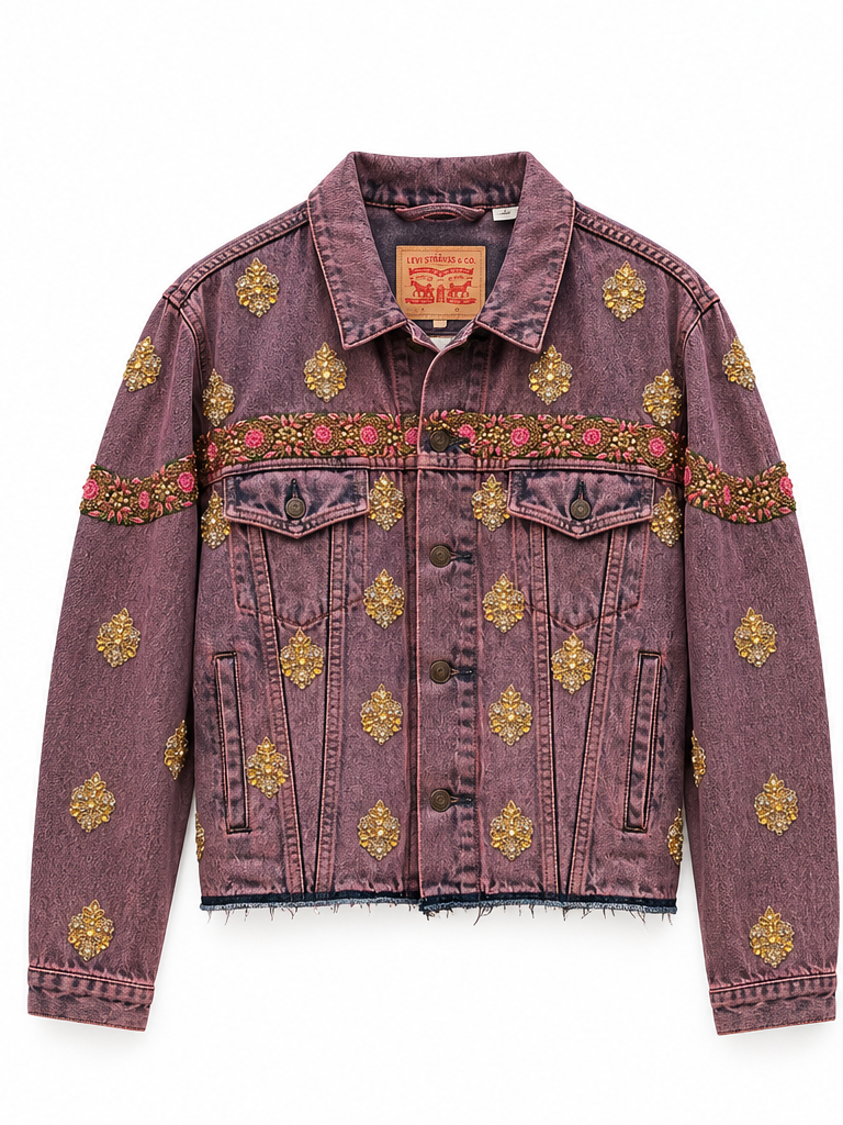 Vintage Upcycled Sabyasachi Jacket - Front Studio View - BBS_DJK066