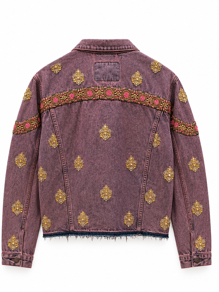 Vintage Upcycled Sabyasachi Jacket - Back Studio View - BBS_DJK066