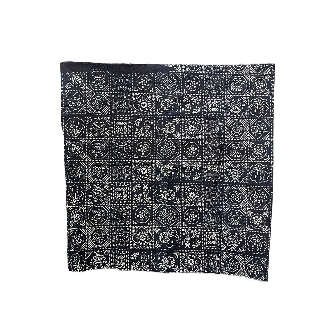 Vintage 1980's Chinese Traditional Blue Hand Printed - BBS_T005 (1)