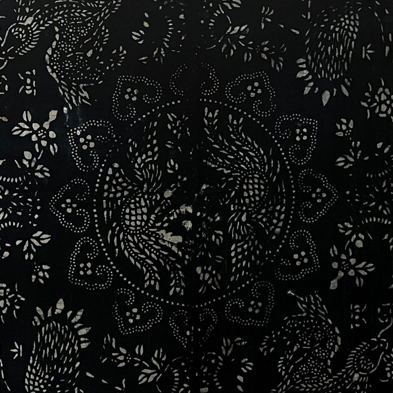 Vintage 1980's Chinese Traditional Blue Hand Printed - BBS_T014 (Closeup Detail)