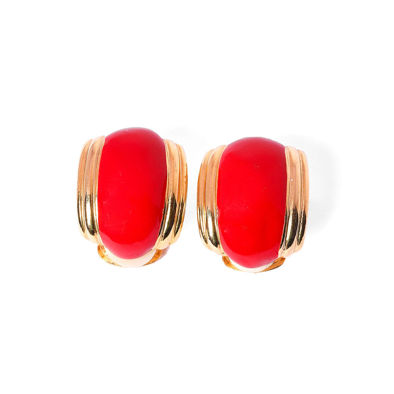 Vintage Red Enamel Earrings - beg borrow steal studio