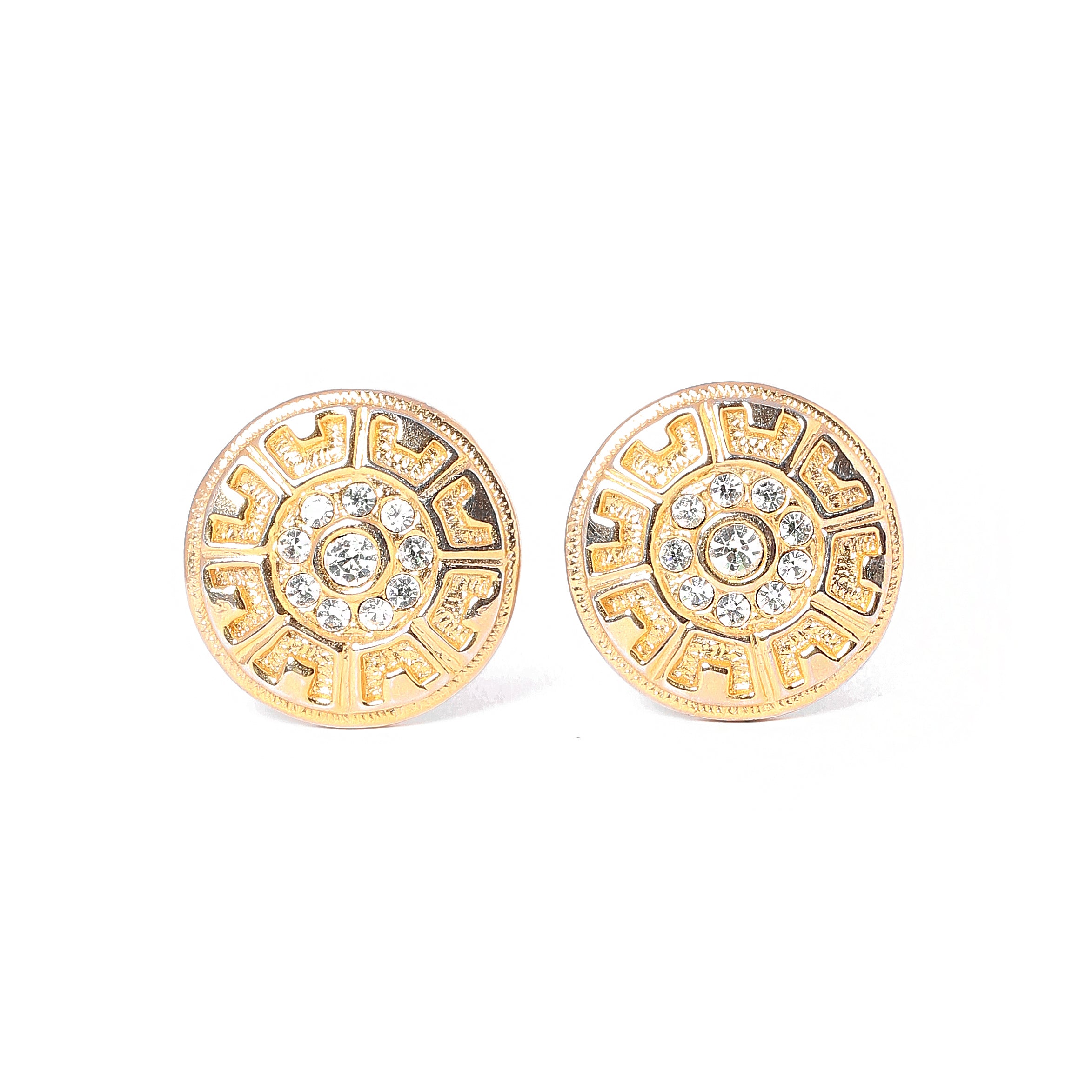 Vintage Round Rhinestone Earrings - beg borrow steal studio