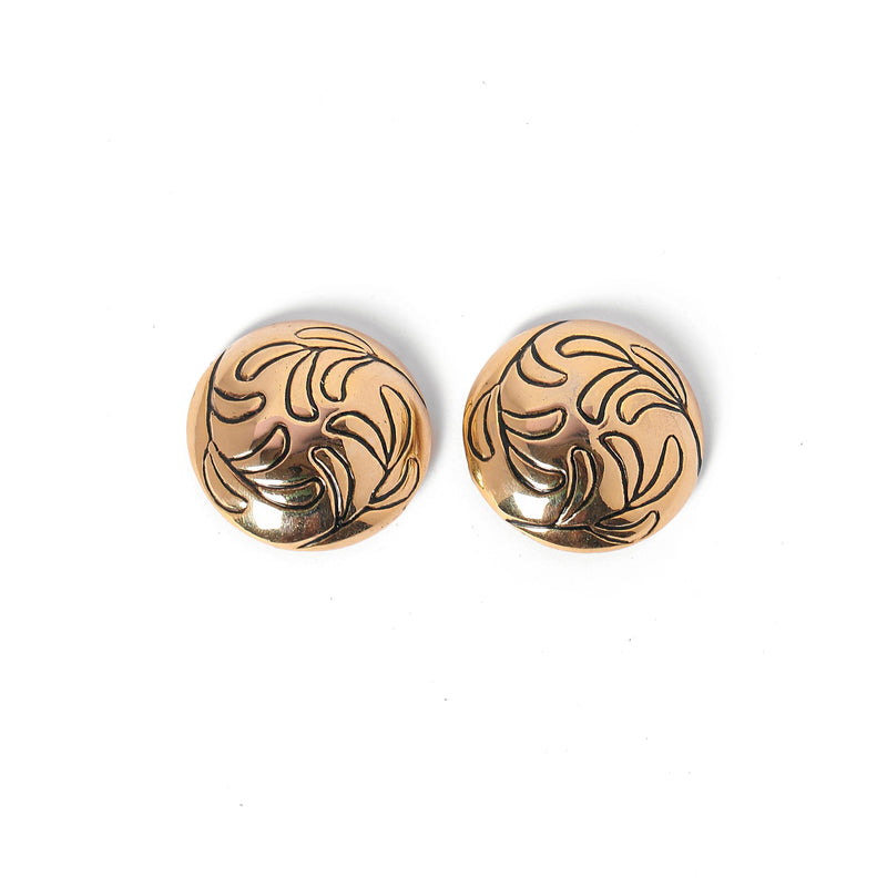 Vintage Round Leaf Earrings - beg borrow steal studio