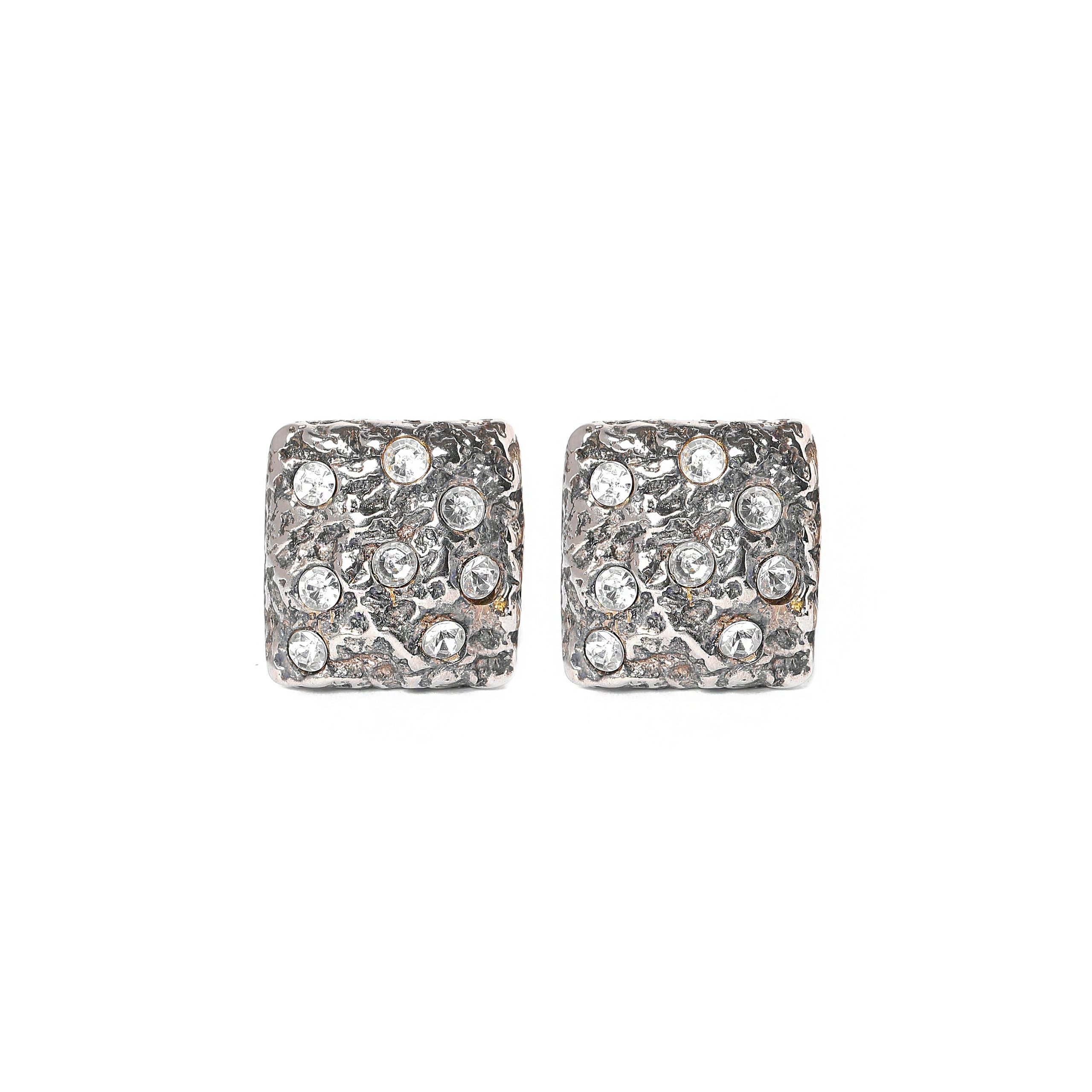 Vintage White Metal Earrings - beg borrow steal studio