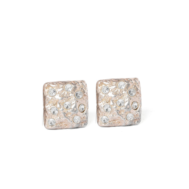 Vintage White Metal Earrings - beg borrow steal studio