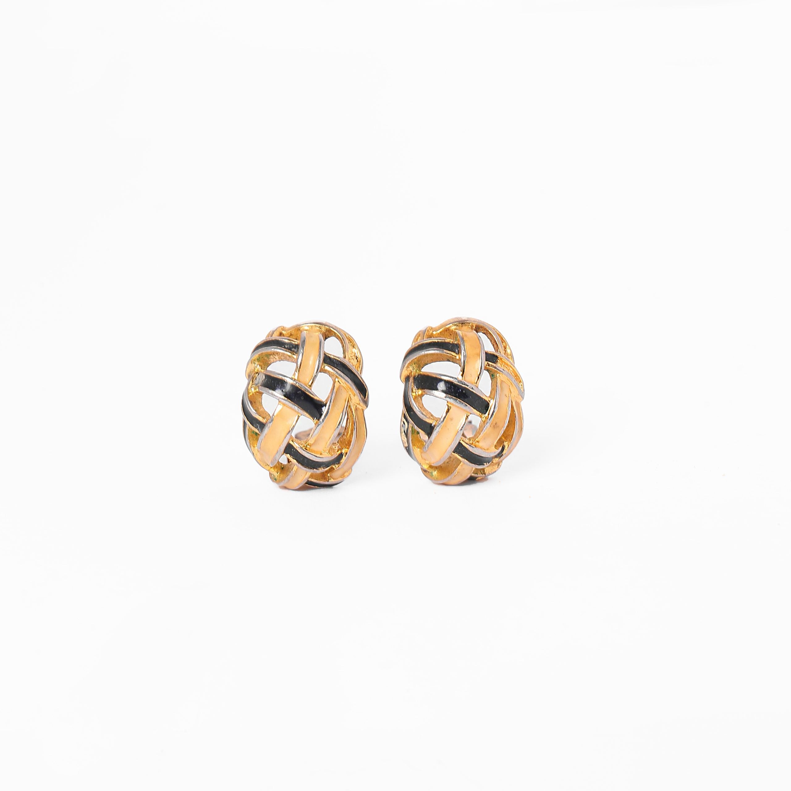 Vintage Straw Pattern Earrings - beg borrow steal studio