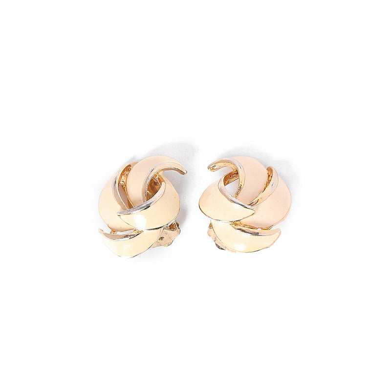 Vintage Cream Enamel Erarings - beg borrow steal studio