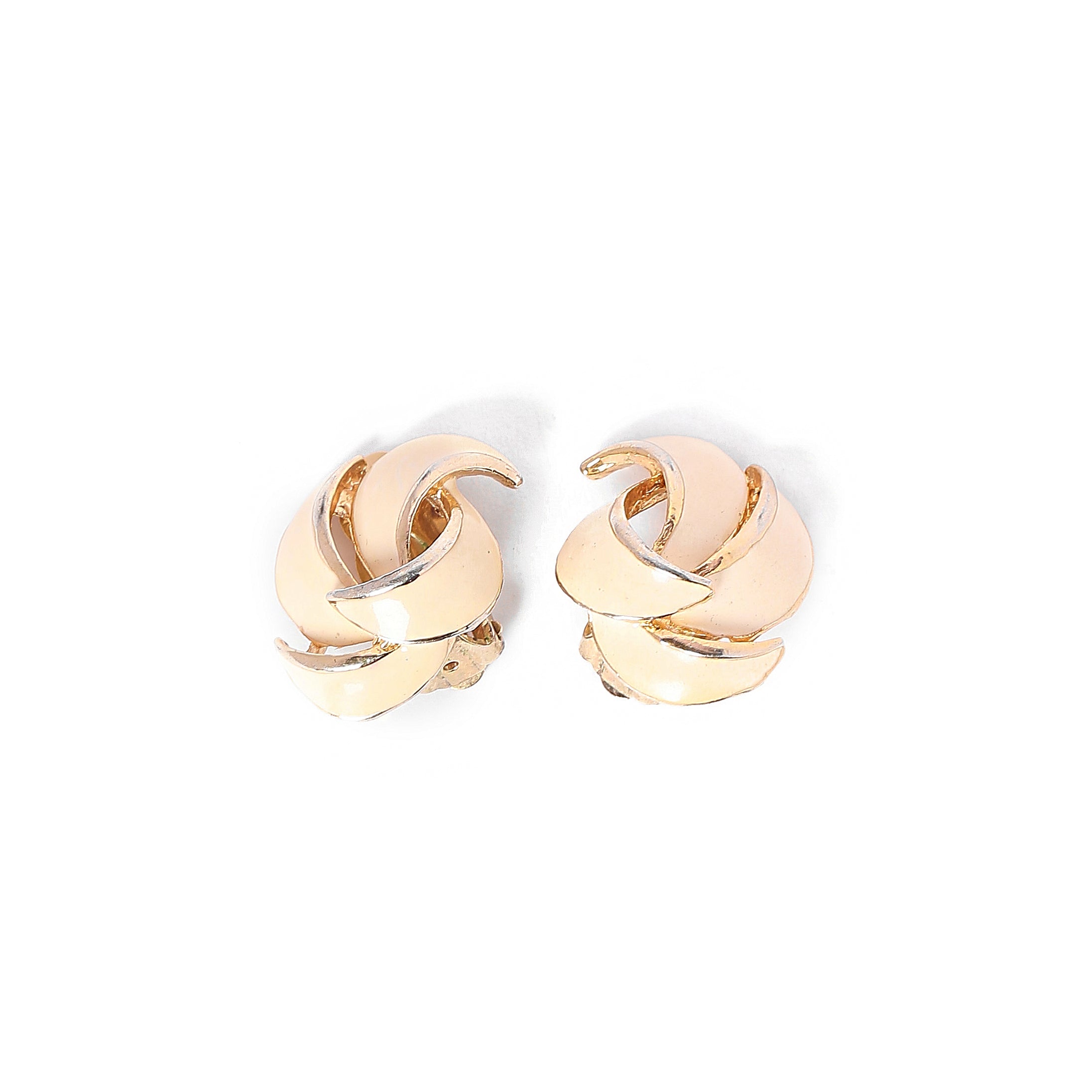 Vintage Cream Enamel Erarings - beg borrow steal studio
