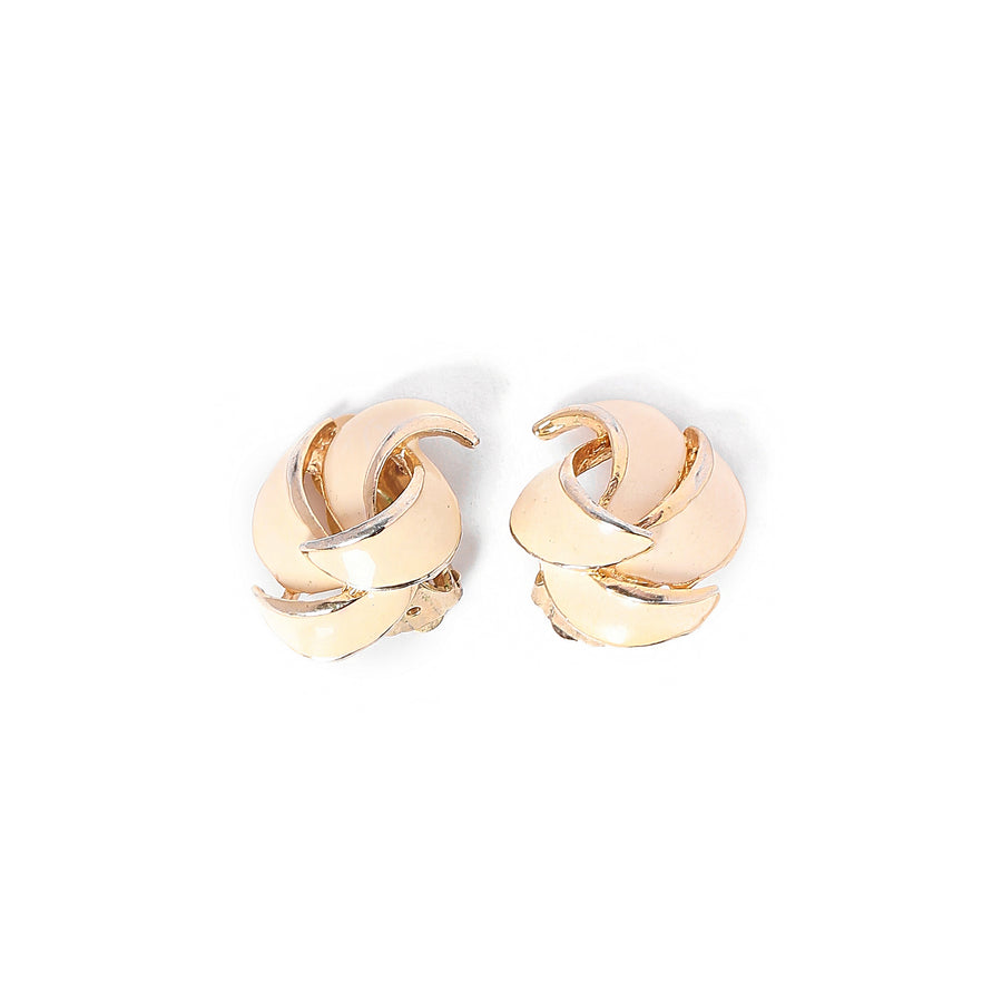 Vintage Cream Enamel Erarings