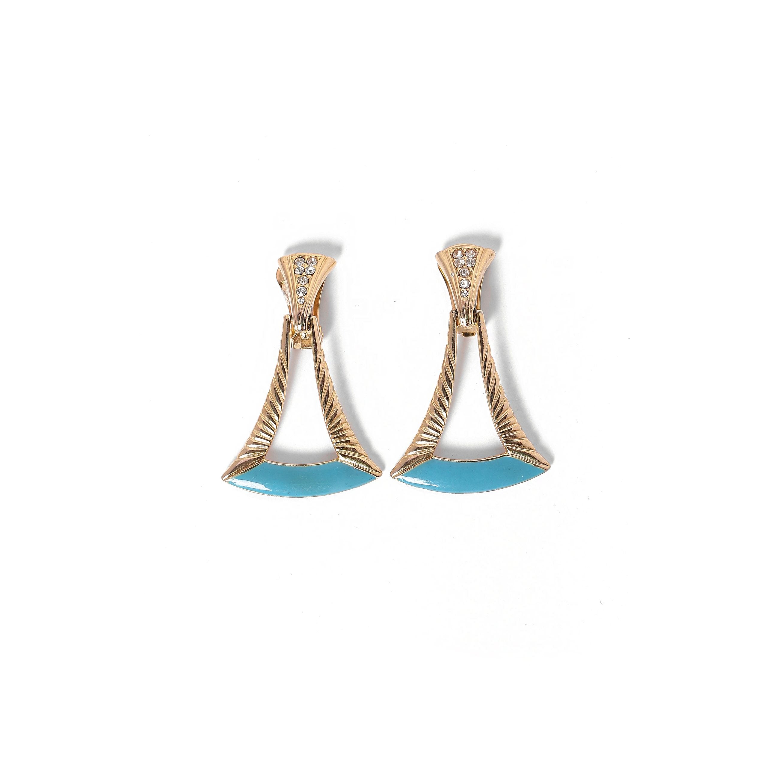 Vintage Curved Triangle Earrings - beg borrow steal studio